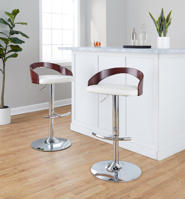 English Elm Adjustable Swivel Barstools Set of 3 Chrome Base Faux Leather Kitchen Island Seating B202S02028