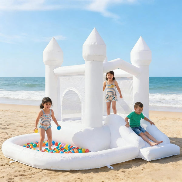 English Elm Outdoor Inflatable Bounce House 3 in 1 Trampoline Slide Ball Pit Kids Play T3971P486597