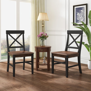 English Elm Christopher Knight Home® - Roshan Farmhouse Acacia Wood Dining Chairs Set Of 2 - Rustic Black & Walnut Finish For Comfort 62888.00BWALN