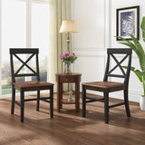 Christopher Knight Home® Roshan Farmhouse Walnut Finish Acacia Wood Dining Chairs with Black Finish Frame