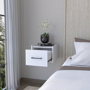 English Elm Elfrida Floating Nightstand Wall-Mounted with Single Drawer and Spacious Top Shelf, Modern Finish B128P148912