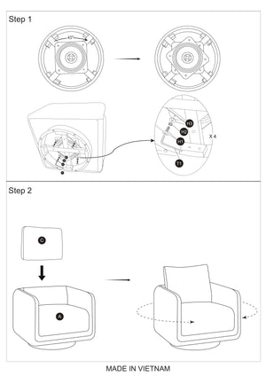 English Elm Gorgeous swivel accent chair in leather-like fabric with 360° movement, plush pillow and sleek base Walnut 33 L x 32 W x 22 H B011P369863