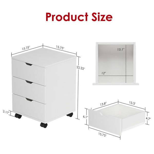 English Elm 3-drawer Rolling Wood File Cabinet with Locking Casters for Home Office Under Desk T3623P434196