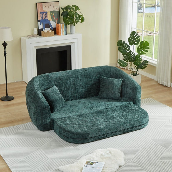 English Elm 87-inch Curved Chenille Convertible Sofa Sleeper with Pull-out Base for Apartment Living W3505P465317