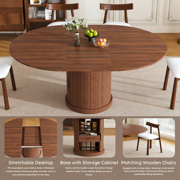English Elm 59-inch Expandable Glass Top Dining Set Seats 8 with Upholstered Chairs X-base W2700S00113