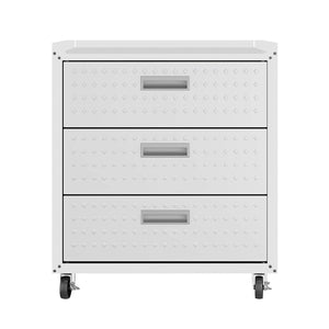 English Elm Rolling Metal Garage Cabinet with Locking Doors Diamond Texture Industrial Storage White B365P398223
