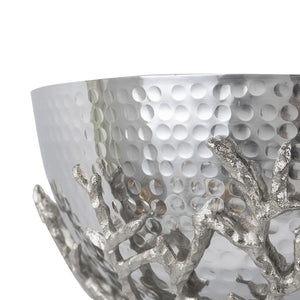 English Elm 14.2x14.2x10.8" Silver Aluminum Bowl Organic Twig Stand Sculptural Nickel Centerpiece W2078P489710