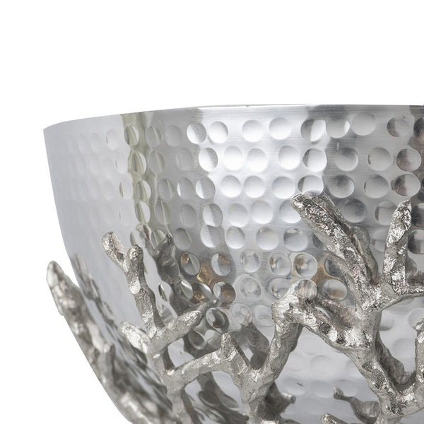 English Elm 14.2x14.2x10.8" Silver Aluminum Bowl Organic Twig Stand Sculptural Nickel Centerpiece W2078P489710