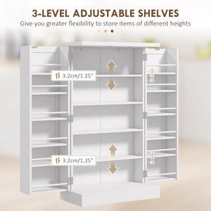 English Elm HOMCOM Freestanding Kitchen Pantry Cabinet with 5-Tier Shelves, 12 Door Racks, Anti-Tip Hardware, Compact Stylish Storage White W2225P200790