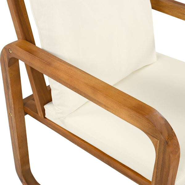 English Elm Outdoor Acacia Wood Dining Set Seats Six with Cushioned Armrest Chairs for Patio Beige,Natural Wood N719Z000200A