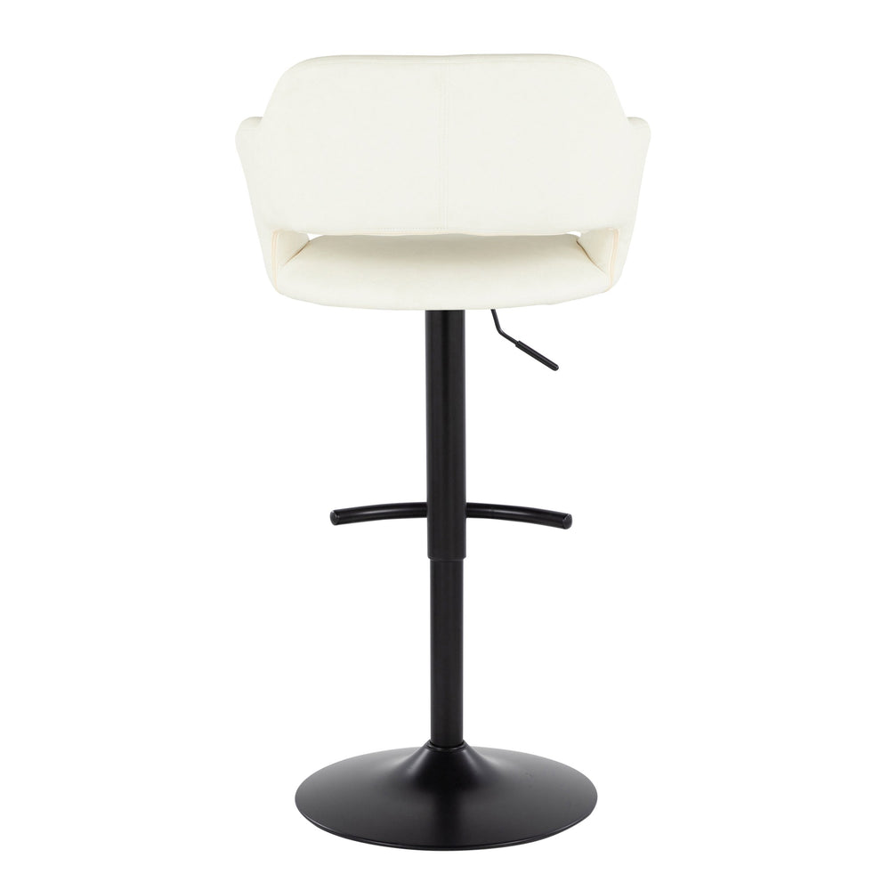 English Elm Margarite Adjustable Barstool Set Of 2 - Modern Swivel Cream Faux Leather With Black Metal Frame B202S00965