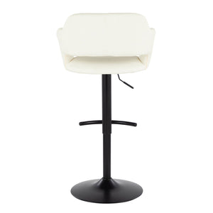 English Elm Margarite Adjustable Barstool Set Of 2 - Modern Swivel Cream Faux Leather With Black Metal Frame B202S00965