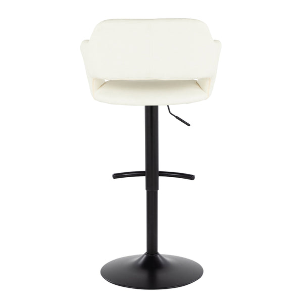 English Elm Margarite Adjustable Barstool Set Of 2 - Modern Swivel Cream Faux Leather With Black Metal Frame B202S00965