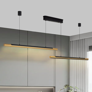 English Elm 75-inch Matte Black Gold Linear Led Pendant Dimmable Fixture for Dining or Kitchen W1340P264190