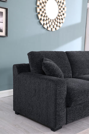 English Elm Chiara Chenille Sectional Sofa with Chaise Cupholders Usb Charging Ports Living Room Dark Gray B2749S00234