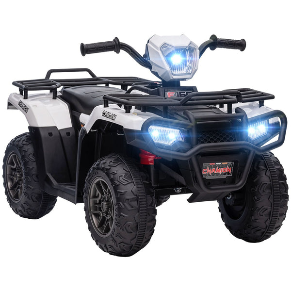 English Elm Aosom 12v Kids Battery Powered Atv Quad with Led Lights Music Usb Treaded Tires W2225P249795