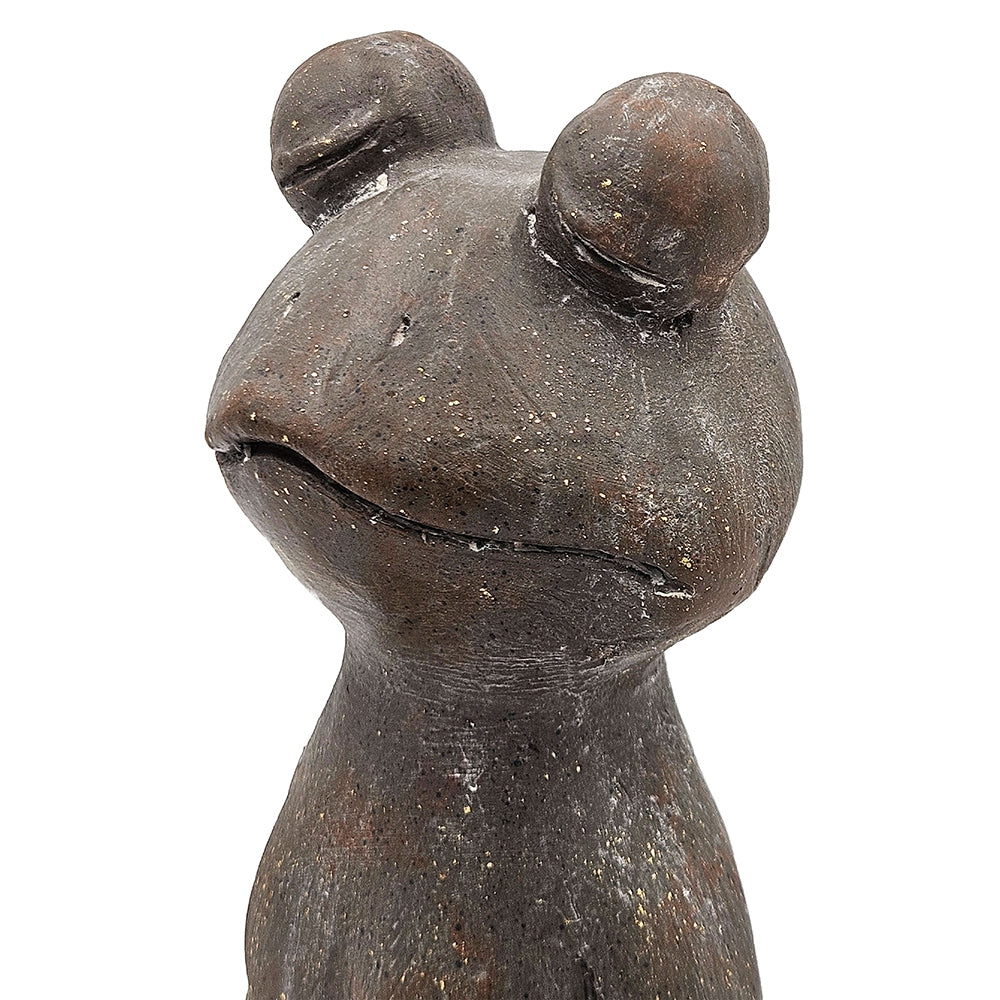 English Elm 12x6.5x13.5" Brown Magnesium Yoga Frog Figurine Lotus Pose Decorative Accent with Gold Trim for Calm Ambiance and Zen Décor W2078P335757