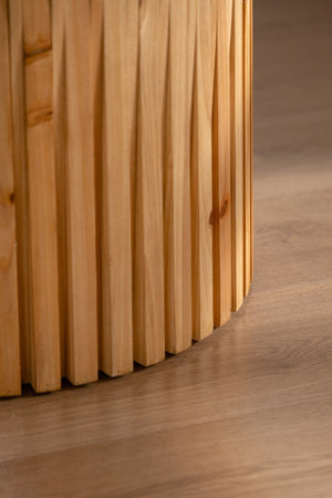 English Elm Retro Cylindrical Coffee Tables Set Of 2 - Textured Relief Design For Stylish Living Room & Office Use W757S00029-GIGA