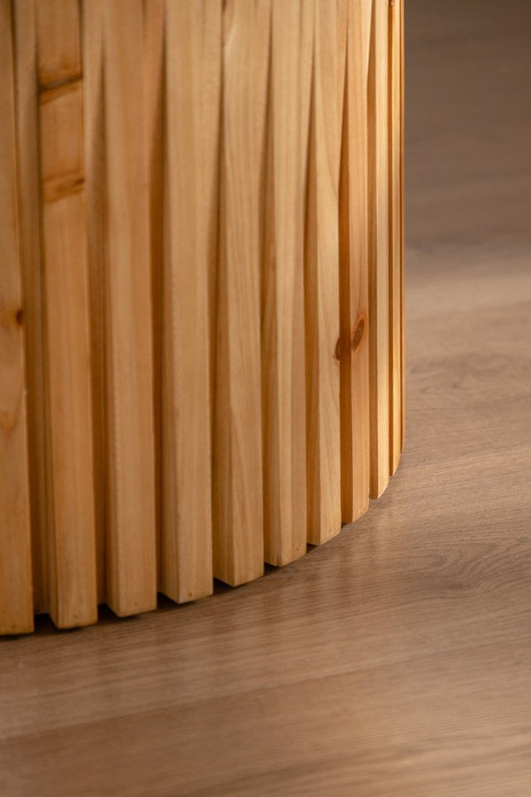 English Elm Retro Cylindrical Coffee Tables Set Of 2 - Textured Relief Design For Stylish Living Room & Office Use W757S00029-GIGA