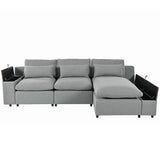 English Elm [ Video Provided] L-Shaped Modular Sectional Sofa With Removable Back Cushions,3 Pillows and 2 Storage Spaces,Suitable For Living Rooms,Offices and Apartments