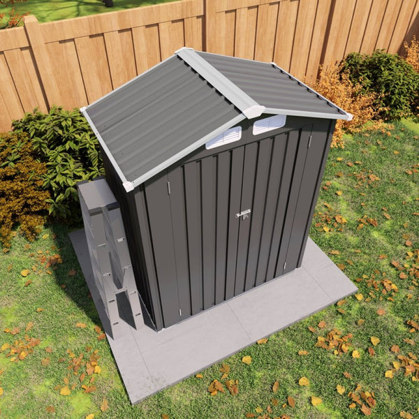 English Elm 5x3 Ft Galvanized Steel Outdoor Storage Shed with Peaked Roof and Lockable Door W3213P309352
