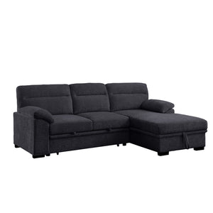 English Elm Chenille Reversible Sectional Sofa with Ottoman — Plush Tufted Chenille, Eucalyptus Frame Comfort Retreat Dark Gray B016S00043