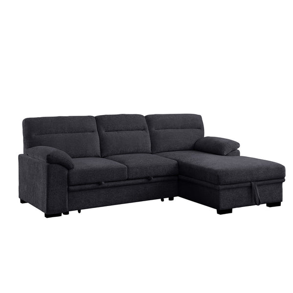 English Elm Chenille Reversible Sectional Sofa with Ottoman — Plush Tufted Chenille, Eucalyptus Frame Comfort Retreat Dark Gray B016S00043