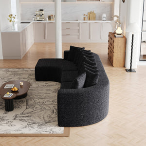 English Elm 131.1-inch Chenille Cloud Curved Sectional with Chaise Memory Foam Cushions 10 Pillows W3505S00012