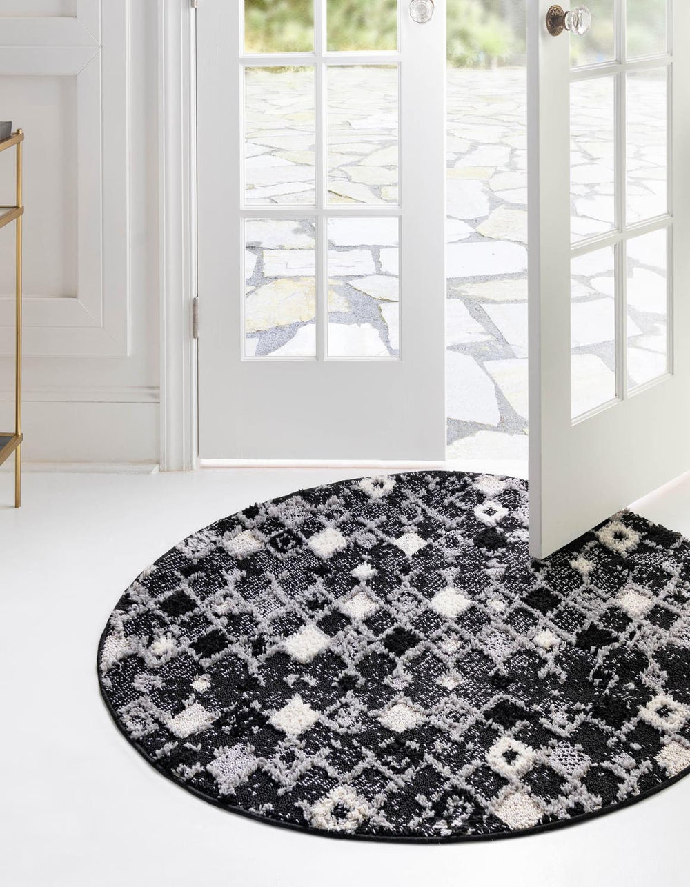 Unique Loom Cherokee Clemson Machine Made Geometric Rug Fossil Gray, Ivory 7' 1" x 7' 1"