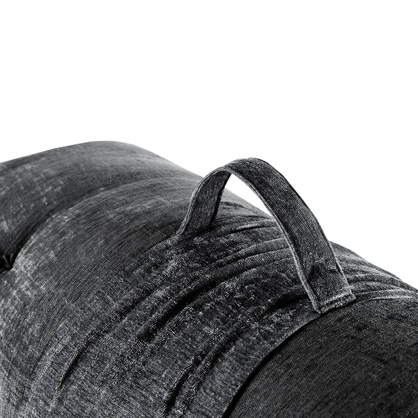 JLA Home Intelligent Design - Poly Chenille Luxe Round Floor Pillow 30" Charcoal Tufted Plush Cushion with Travel Wrap Comfort ID31-2450