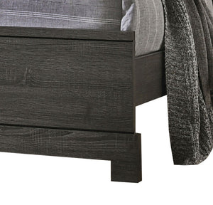 English Elm Lantha Gray Oak Finish Platform Bed with Bookcase Headboard, 5 Open Shelves, Low Profile Frame B2726S00519