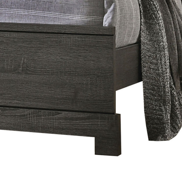 English Elm Lantha Gray Oak Finish Platform Bed with Bookcase Headboard, 5 Open Shelves, Low Profile Frame B2726S00519