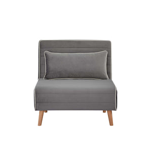 English Elm Canon Stylish Velvet Sectional Sofa Bed Set - Converts To Twin Beds In 10S, 3-Position Backrest, Grey W3391S00014