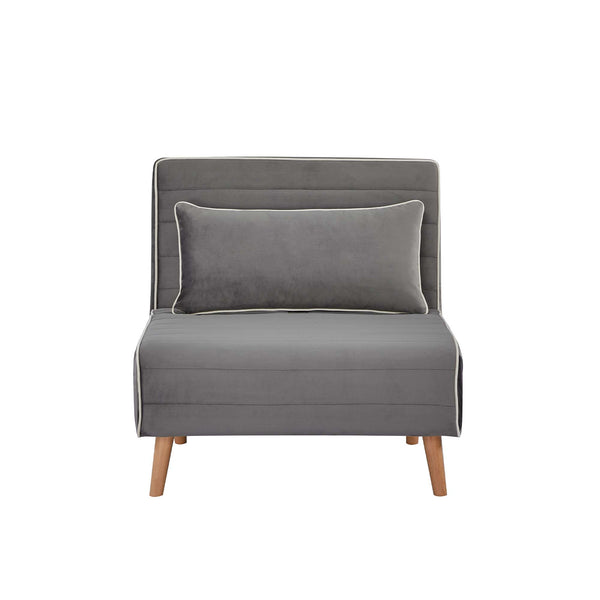 English Elm Canon Stylish Velvet Sectional Sofa Bed Set - Converts To Twin Beds In 10S, 3-Position Backrest, Grey W3391S00014