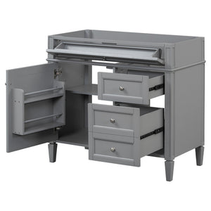 English Elm 36'' Modern Bathroom Vanity Cabinet with Tip-Out Drawer, Adjustable Shelf, Smooth Metal Slides, Solid Wood Frame Grey N710P186084E