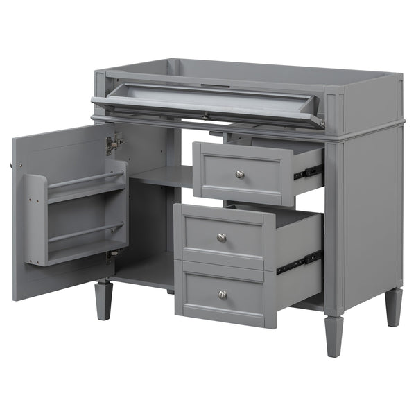 English Elm 36'' Modern Bathroom Vanity Cabinet with Tip-Out Drawer, Adjustable Shelf, Smooth Metal Slides, Solid Wood Frame Grey N710P186084E
