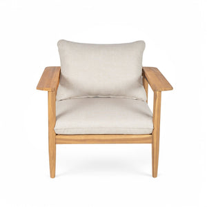 English Elm Terassi Solid Acacia Wood Outdoor Chat Set with Cushioned Club Chairs and Sofa TERASSI 3PCS CHAT SET