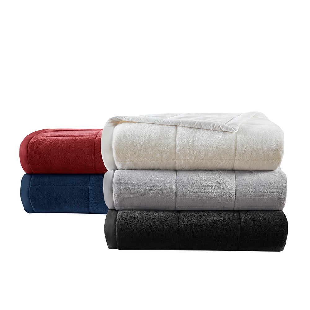 JLA Home Madison Park - Reversible HeiQ Smart Temperature Blanket - All-Season Plush & Microfiber, Breathable, OEKO-TEX Certified Ivory MP51-6375