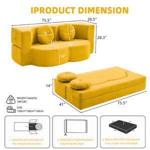 English Elm 2-In-1 Convertible Modular Sofa Bed With Memory Foam - No Assembly, Space-Saving Comfort For Any Room P1 W3653P355635-GIGA