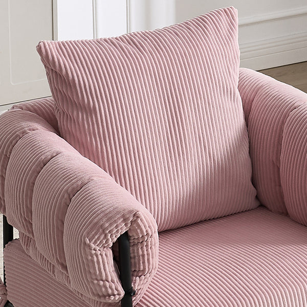 English Elm TS Modern decorative chair with plush teddy fleece upholstery and gold metal legs for luxe comfort and style Light Pink W2311P308066