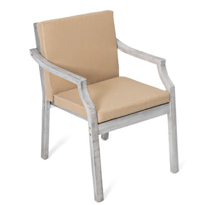 English Elm Outdoor Dinning Set 6-Person Antique Gray Patio Dining Set with Umbrella Hole, Removable Cushions, Acacia Wood Frame and Iron Legs SZ000102AAE