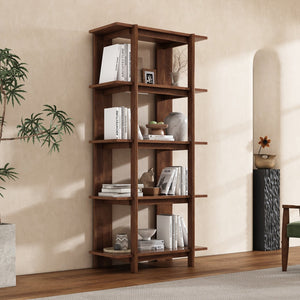 English Elm Christopher Knight Home® - 4-Tier Acacia Wood Bookcase with Anti-Tip Kit, Heavy-Duty Open Shelves Holds 120 lbs Each, Sleek Storage Solution Walnut N758P294084W