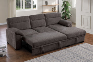 English Elm Kipling Chenille Sleeper Sectional with Storage Chaise and Usb Console Charging Brown B061S00959