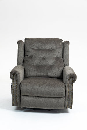 English Elm Power Lift Recliner modern velvet lift chair with remote, tufted wingback, ergonomic support, 350 lb capacity Grey W547S00074