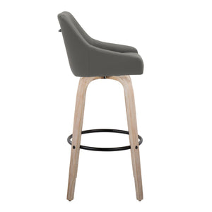 English Elm Adjustable Swivel Barstools Mid-century Walnut Faux Leather Kitchen Counter Set of 2 Dark Grey B202S01921