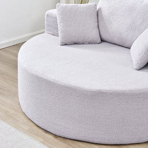 English Elm 55"l Teddy Fleece Round Chaise Chair Plush Foam Seating for Modern Living Rooms Gray W1669P368377