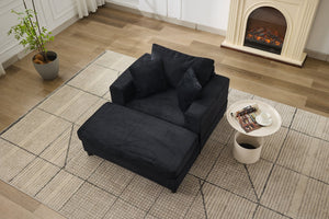 English Elm Chaise Lounge Chair With Removable Ottoman - Modern Upholstered Sofa Bed For Living Room & Bedroom Comfort W1170P353044