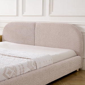 English Elm King Platform Bed Fully Upholstered in Plush Chenille with Low Profile Modern Frame Pink W487S00476