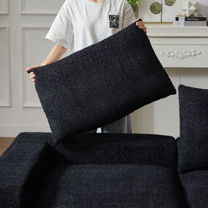 English Elm 99-Inch Chenille Cloud Curved Sectional Sofa – Elegant L-Shaped Couch With Chaise, No Assembly! W834S00478