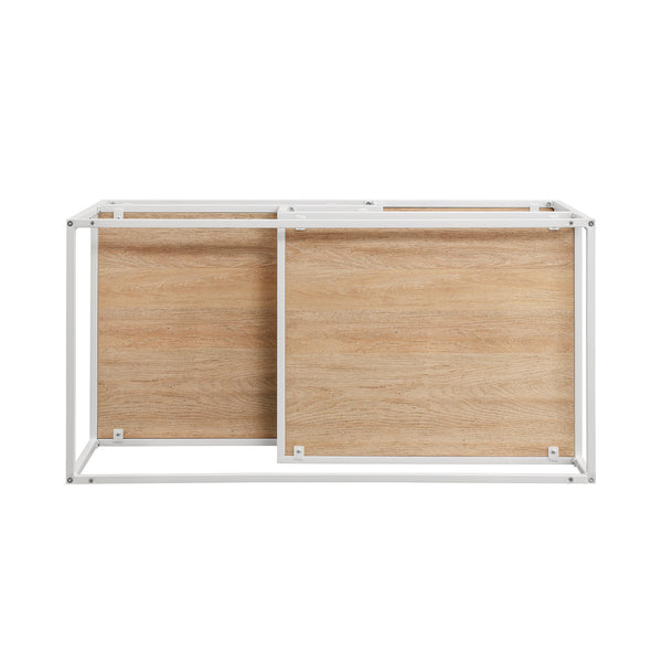 40" Contemporary Metal Coffee Table Coastal Oak, White MYO40CTCOW Walker Edison